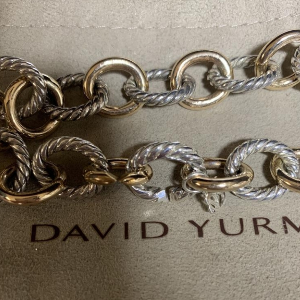 David Yurman Sterling Silver & 18k Gold Bracelet